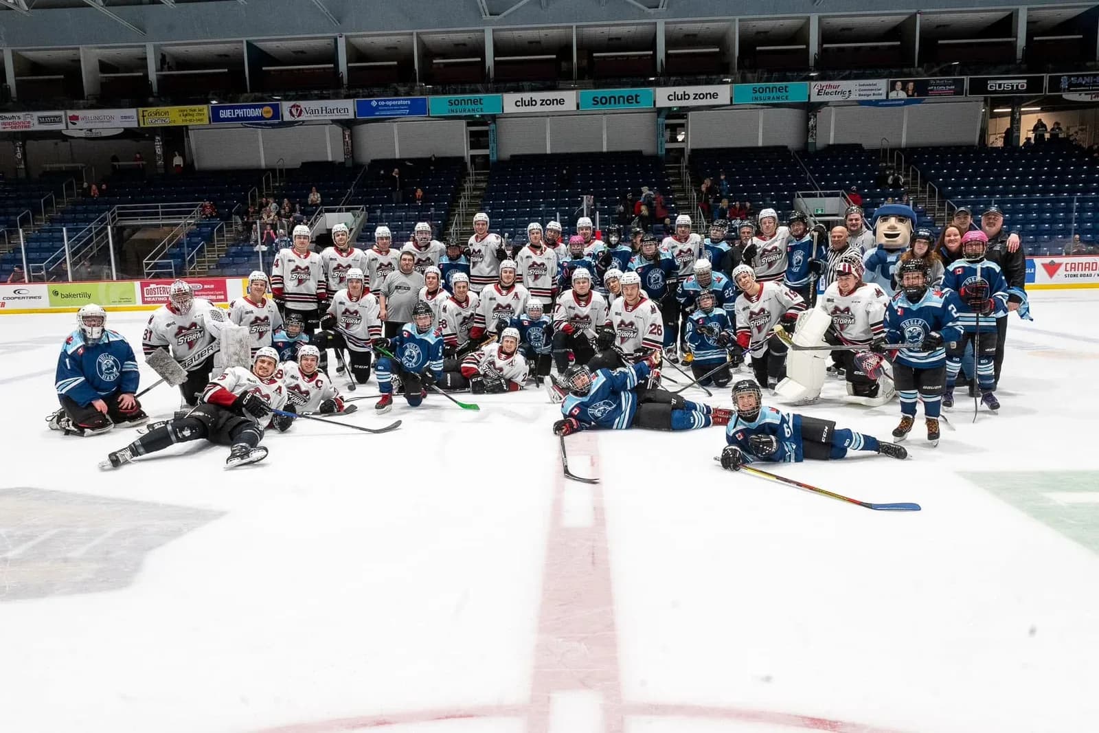 Guelph Giants partners celebrating on the ice